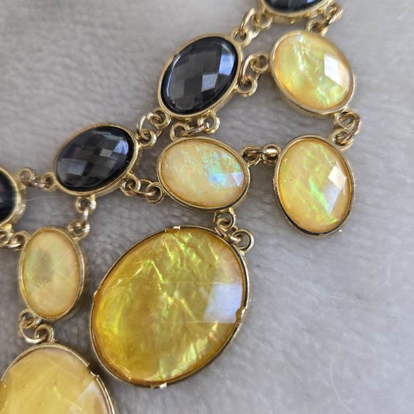 💋11 Yellow/ grey stone statement necklace - Picture 4 of 5